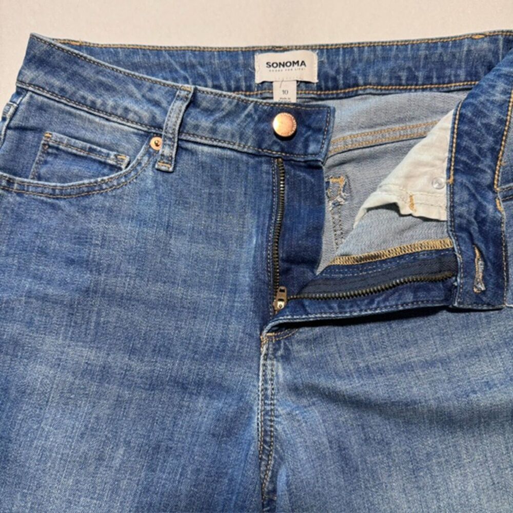 Sonoma Mid Rise Slim Ankle Jeans Released Hem Raw Hem Blue Denim Women’s Size 10
